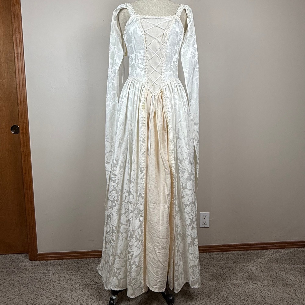 Vtg 90s Y2K Jeannie Nitro Dress Women M Cream Renaissance Ren Faire Cosplay READ